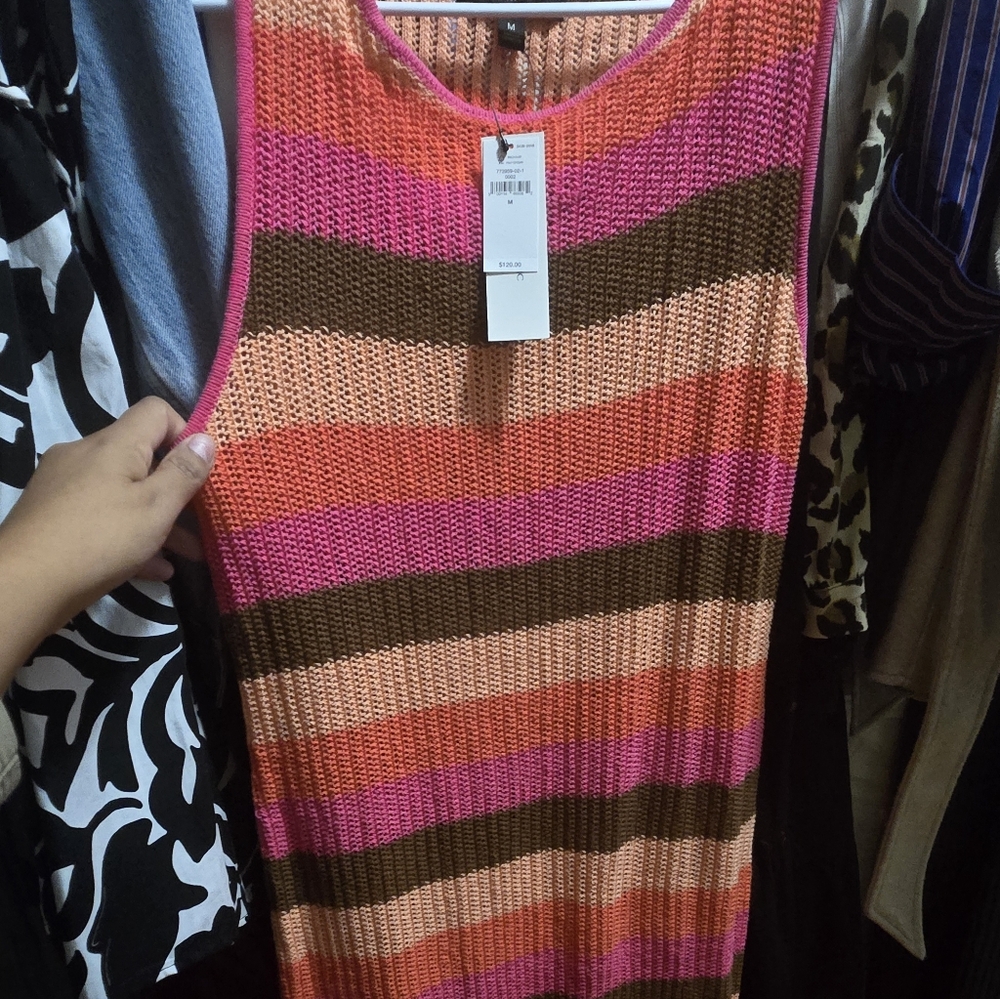 Banana Republic Striped Maxi Dress - Pink, Orange, Brown